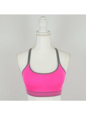 Athleta Women's Medium Pink & Gray Y-Strap Padded Seamless Padded Sports Bra
